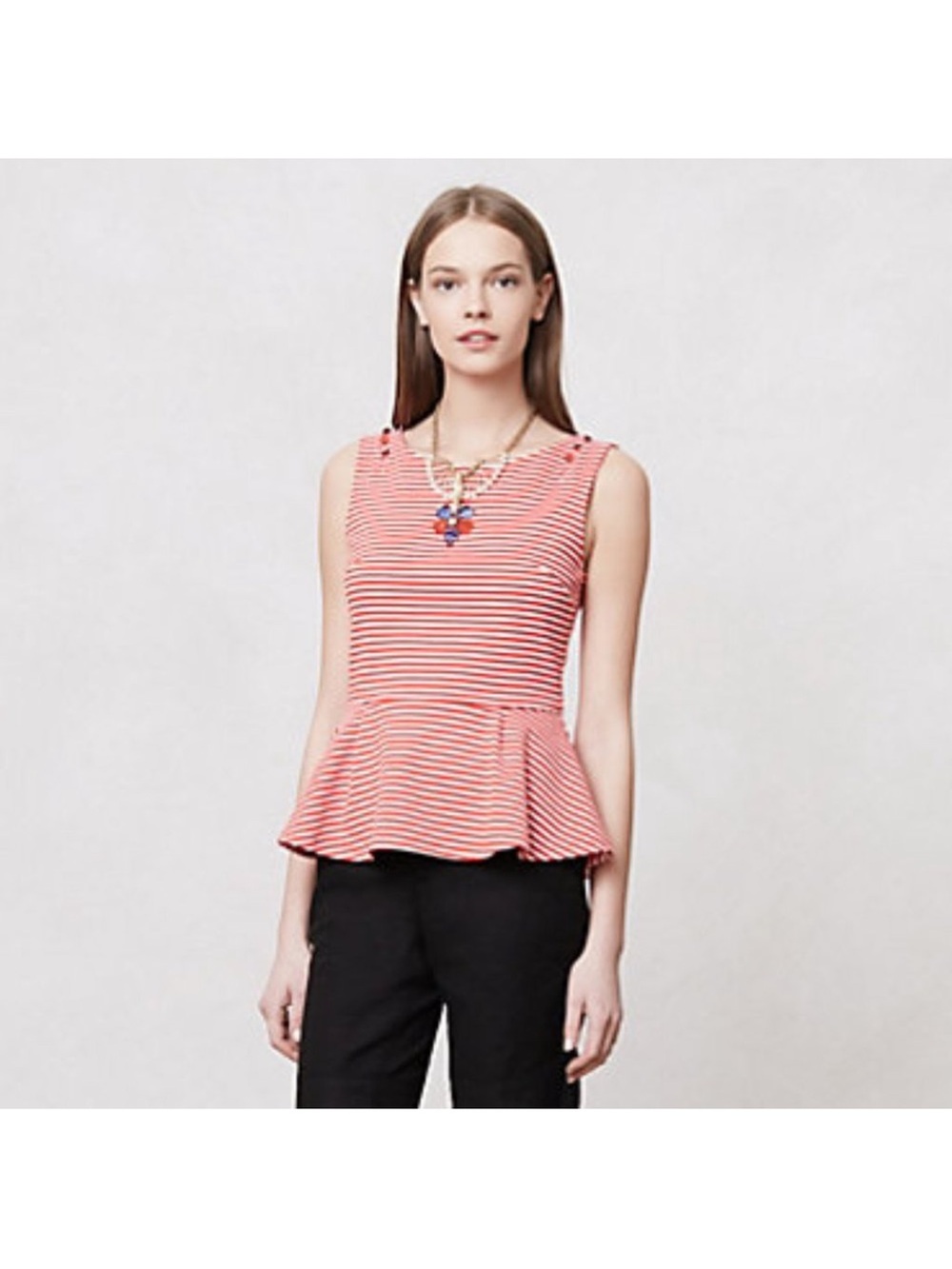 Anthropologie Peplum striped Sleeveless Top